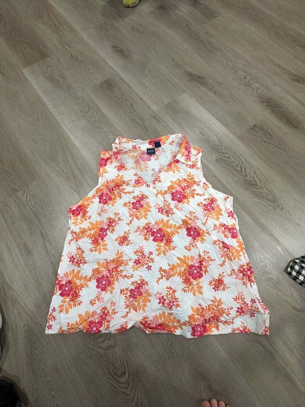 Basic Editions Floral Sleeveless Blouse Size 2X Pink Orange